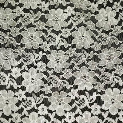Ivory Floral Lace Fabric by the Yard, Raschel Lace 60 Inch Wide, French Bridal Lace Fabric for Dresses, Overlays, Table Runners & Decor