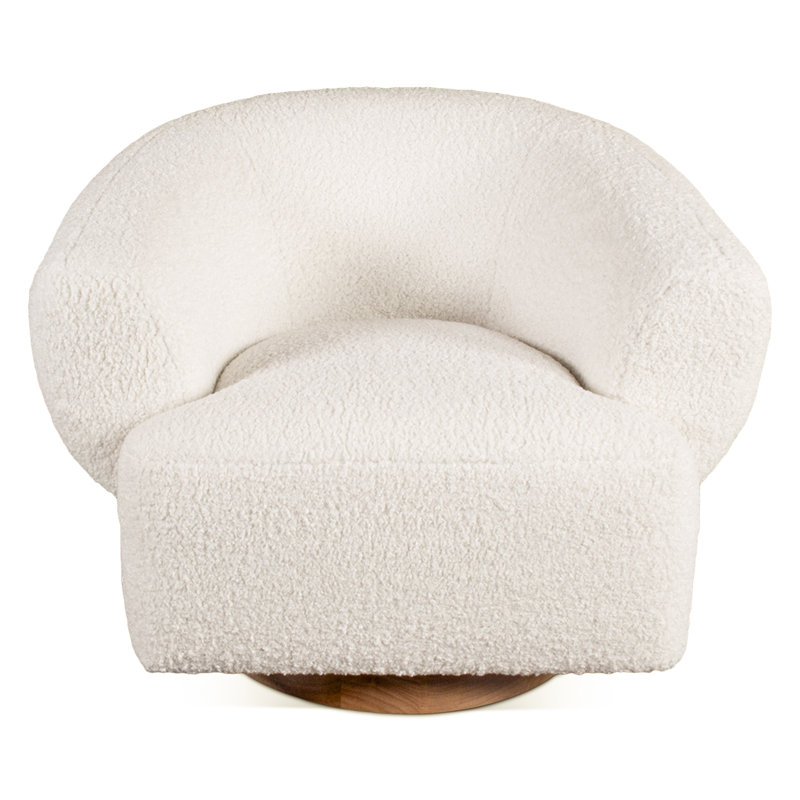 Bruford Swivel Barrel Chair, White Cotton Blend