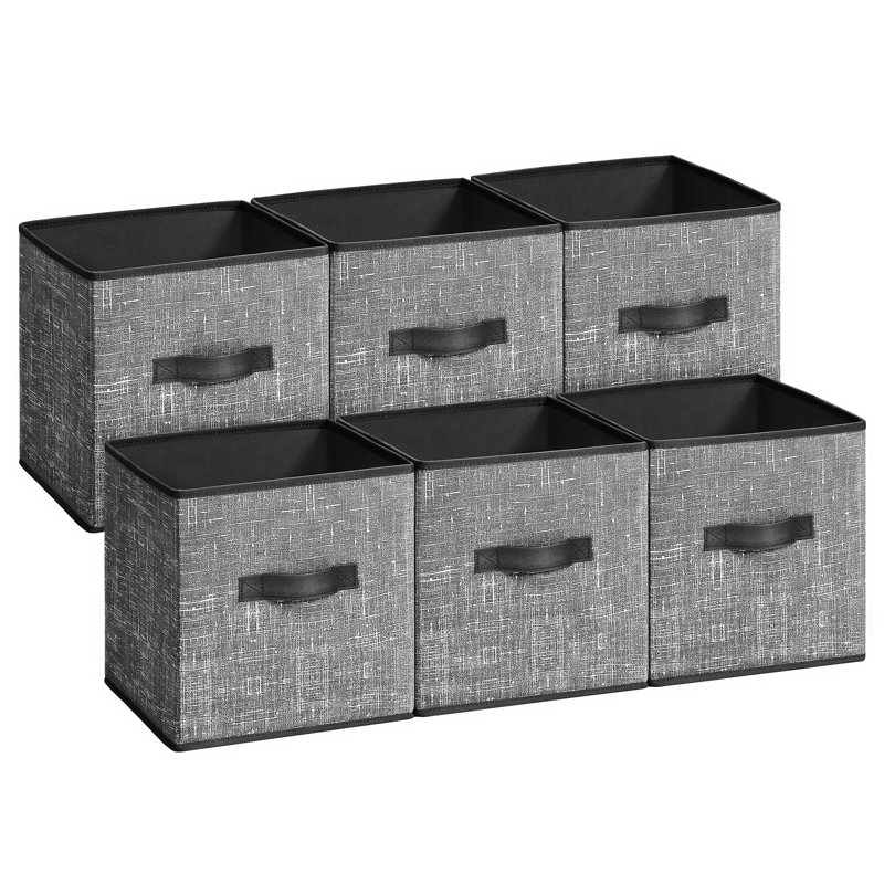Cubes de rangement, bacs en tissu non tissé de 28 cm avec poignées doubles, ensemble de 6, organisateurs de placard pour tablettes, pliables, pour les vêtements