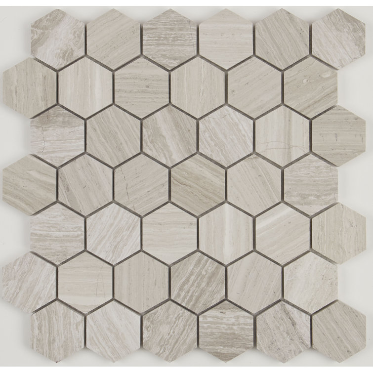 Stone Mosaics Hexagon Honed 2" x 2" Natural Stone Field Tile in Chenille White