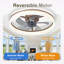 Ventilateur de plafond encastré brun 20 po avec lumière, profil bas, application et télécommande, moteur à courant continu silencieux à 6 vitesses, DEL à intensité variable pour la chambre à coucher-290089828-295176450-295176451