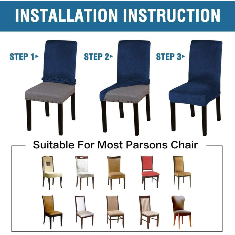 Housse pour chaise de salle à manger, Bleu foncé