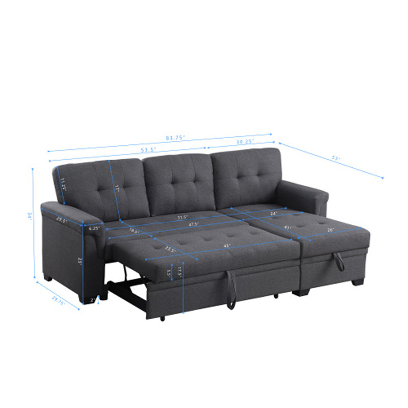 Canapé convertible en L avec rangement