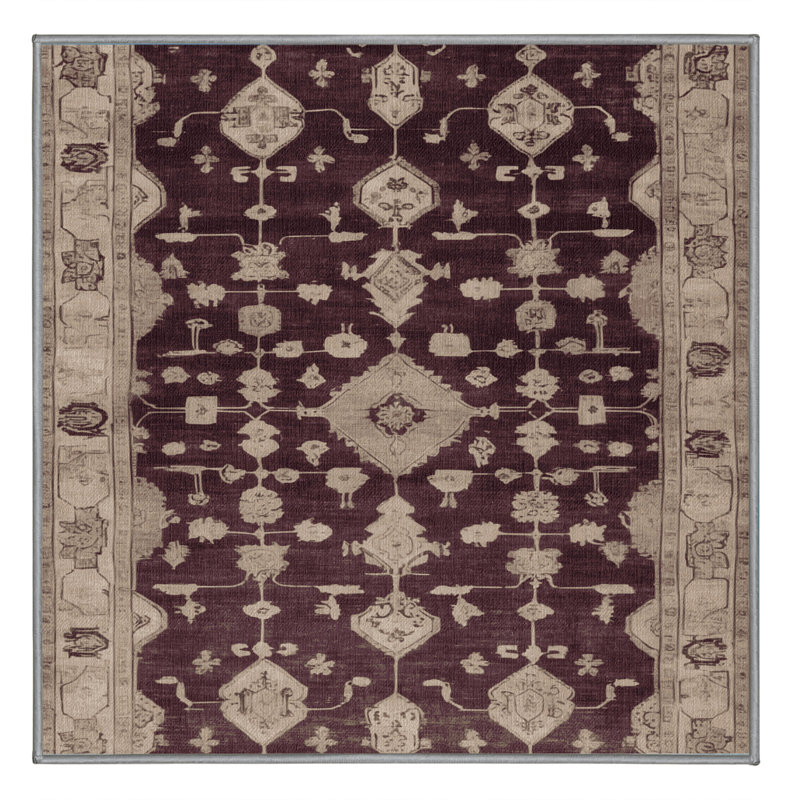 Tapis gris lavable à la machine, Carré 8 pi