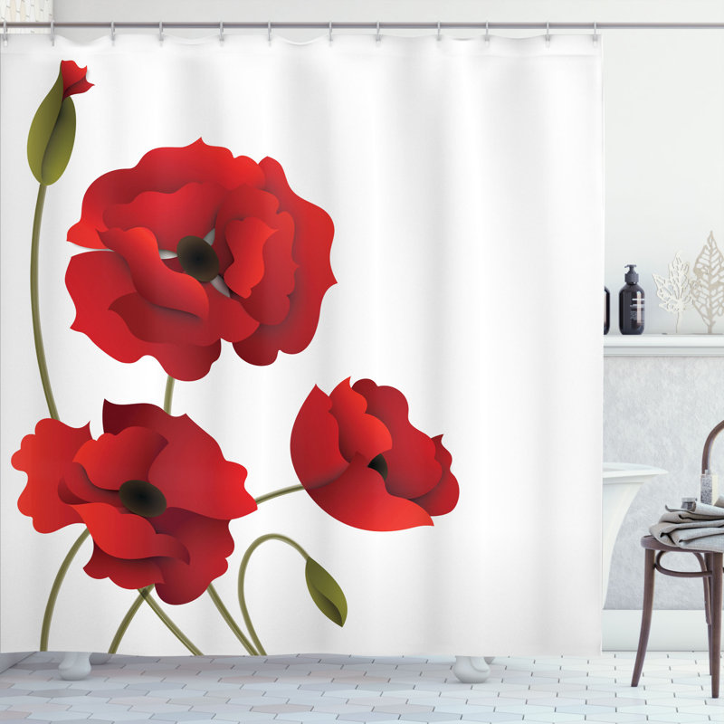  Rideau de douche avec crochets et pétales de fleurs, H 69 po x l 105 po