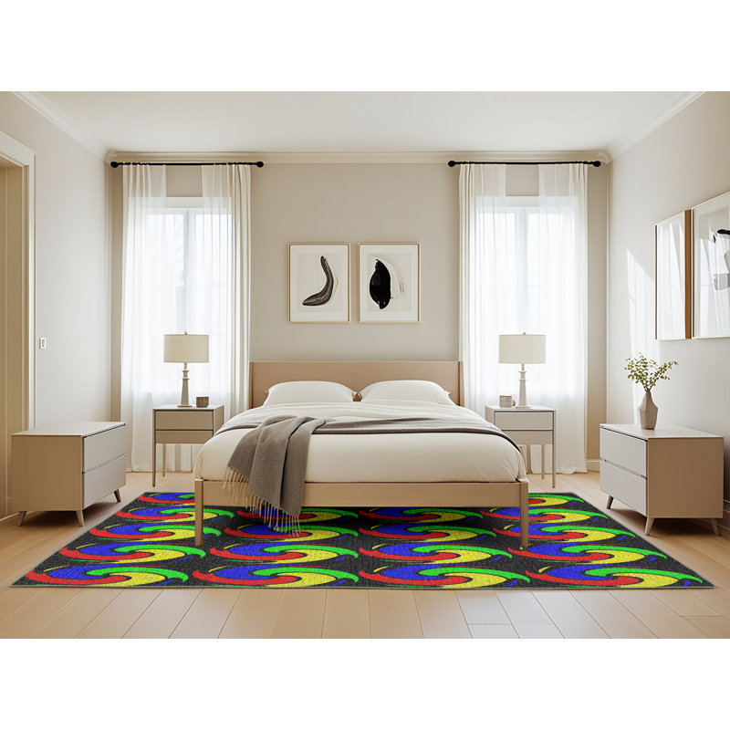 Noir Tapis décoratif, Rectangle 5 pi x 8 pi