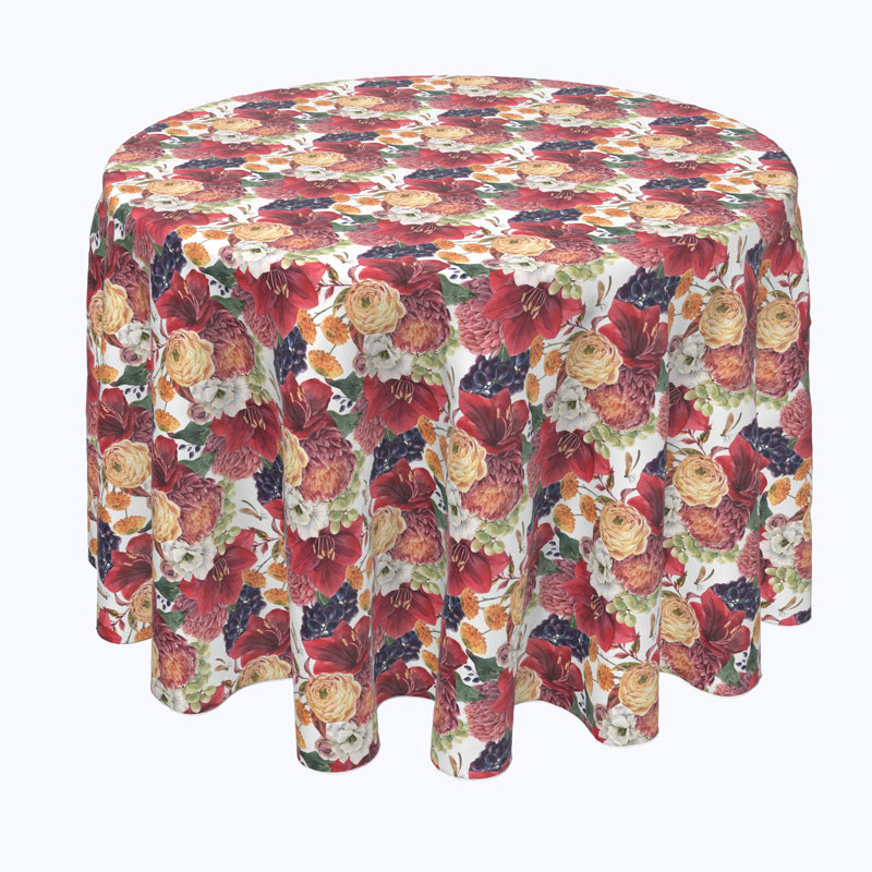 Deandres Floral Round Tablecloth, 70" x 70"