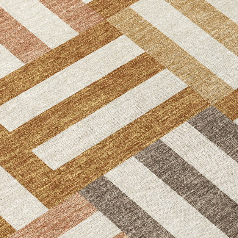 Machine Washable Indoor/Outdoor Aten ACN2332 Geometric Rug, Rectangle 9' x 12'