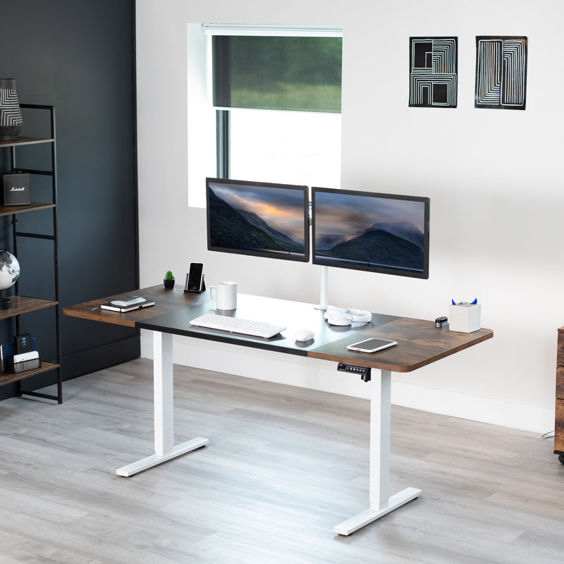 Vivo Electric Height Adjustable 71" Black Standing Desk with Memory Presets