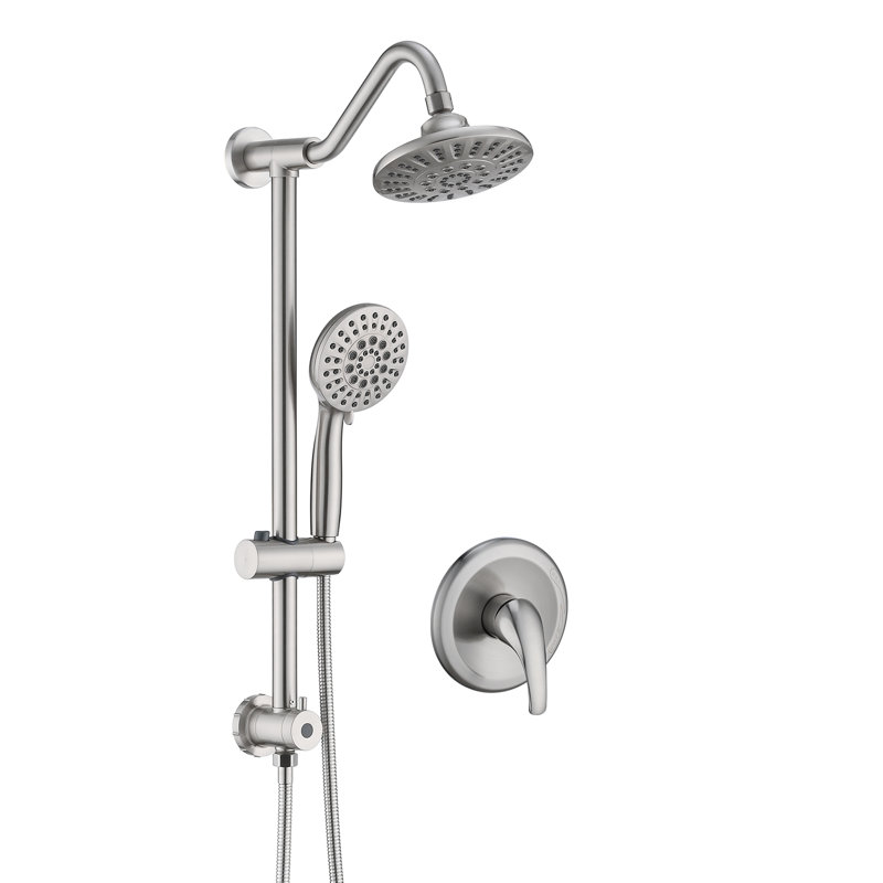 Complete Rainfall Shower System With Rough In-Valve And Slide Bar, Brushed Nickel