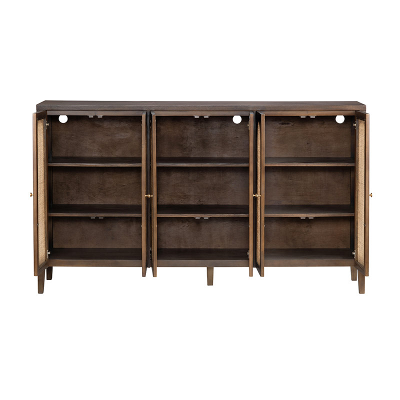 Elysium 72 in. Brown Solid Wood 6 Door Media Credenza_Sideboard