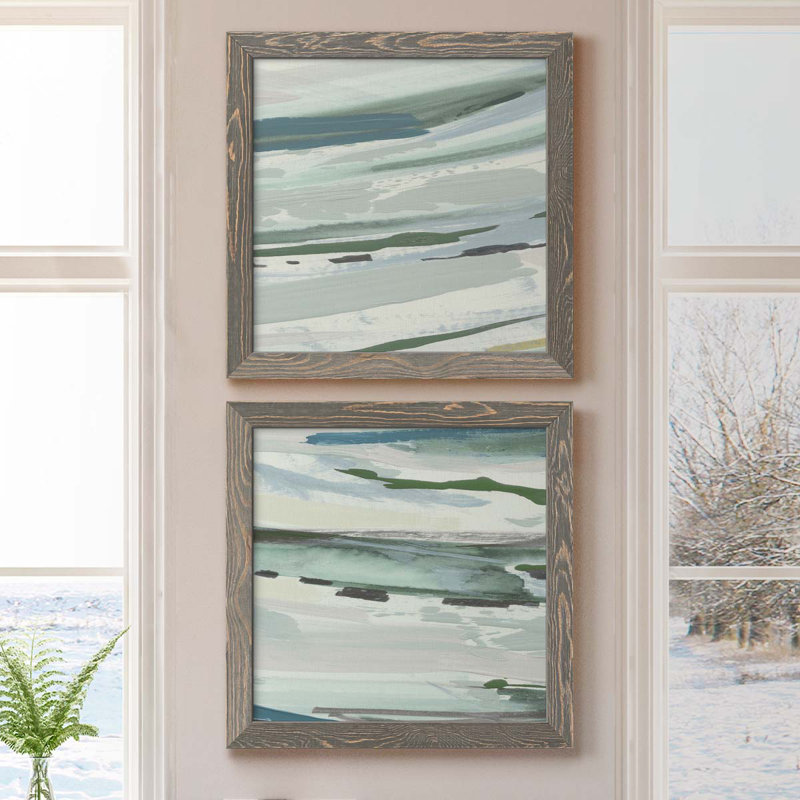 Upstate I - ensemble de 2 peintures, H 20 po x l 40 po x P 1,5 po, Cadre en papier gris
