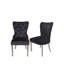 Chaise de salle à manger en velours noir Munich (ensemble de 2) avec pieds chromés