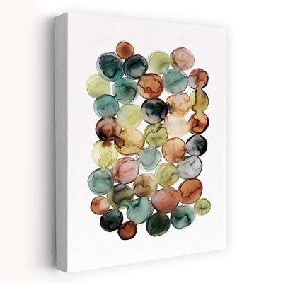 Aquarelle, cercles, neutre, abstrait, contemporain, art mural