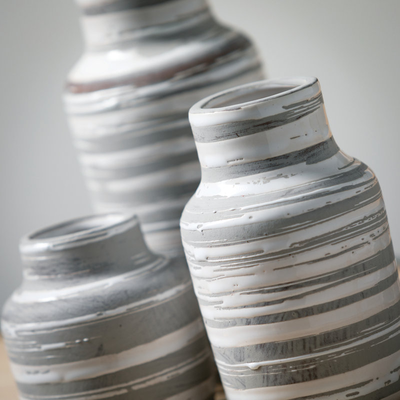 Ensemble de 3 vases de table en céramique 5,25 "gris