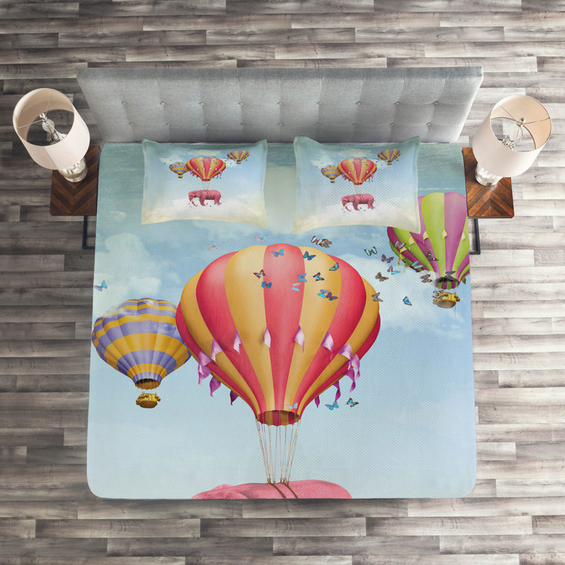 Elephant Coverlet, King Bedspread + 2 Shams