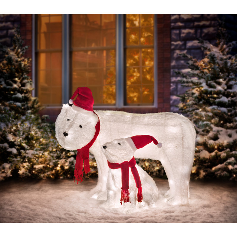 2 Piece Polar Bear Lighted Display Set