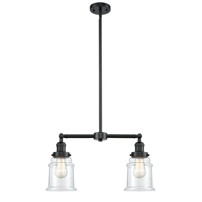Luminaire suspendu linéaire à 2 lumières pour îlot de cuisine Galaviz, Transparent, Ampoule non incluse, Bronze huilé