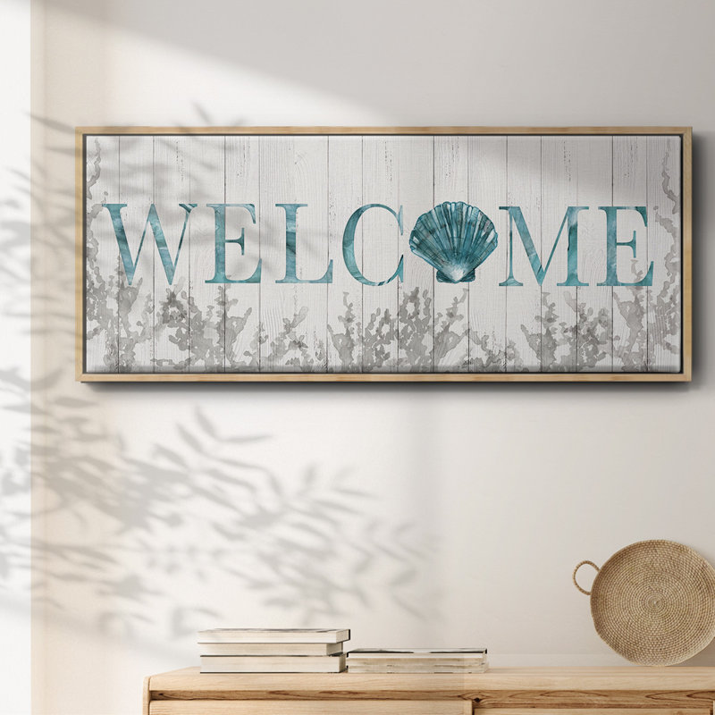 Welcome Shell- Framed Canvas, 20" H x 50" W