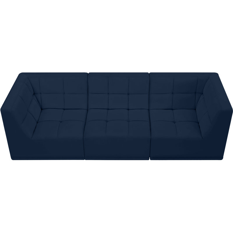 Causeuse Chesterfield Hildy, Velours bleu marine