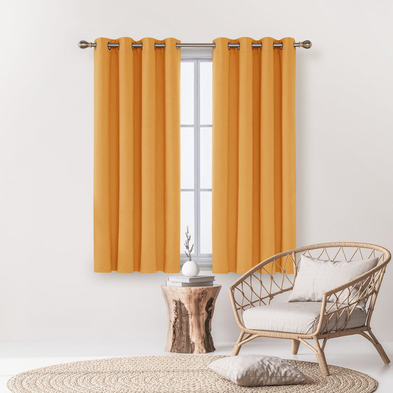 Borunda Room Darkening Curtain Single Panel, 51" W x 44" L, Orange Flame