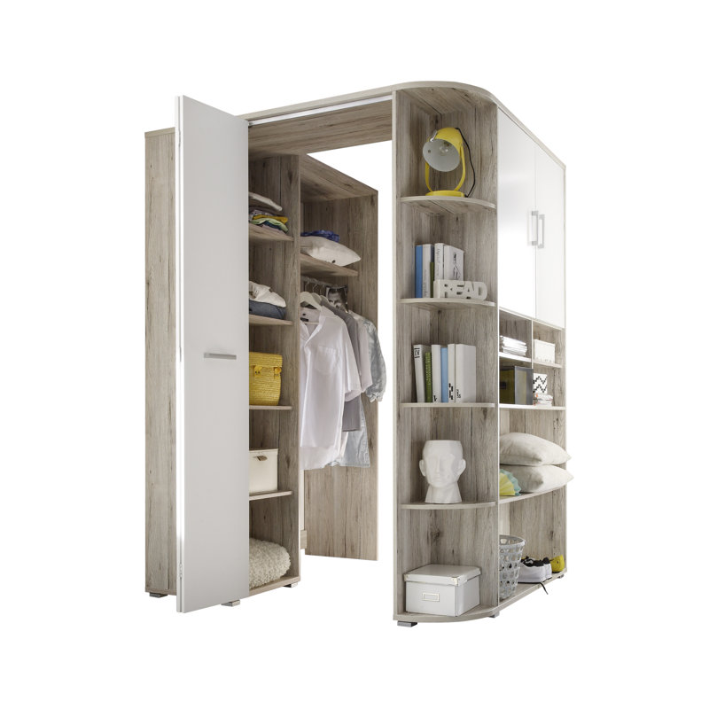 Petrin 1 Door Manufactured Wood Wardrobe, Grey/White
