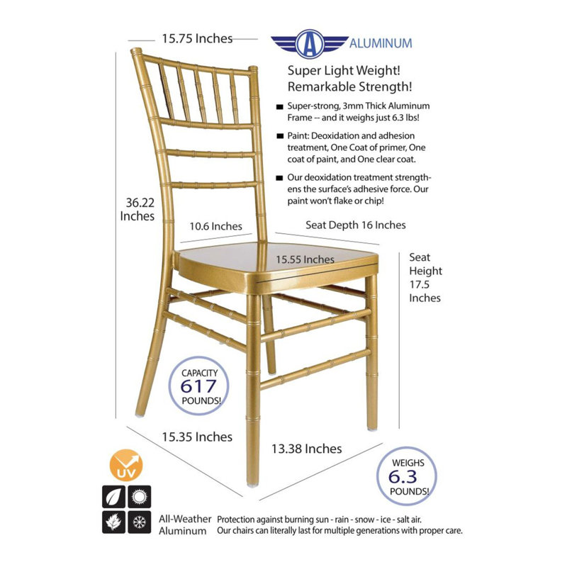 Aluminum Chiavari Chair, 2 Chair Bundle by Chivari, Gold