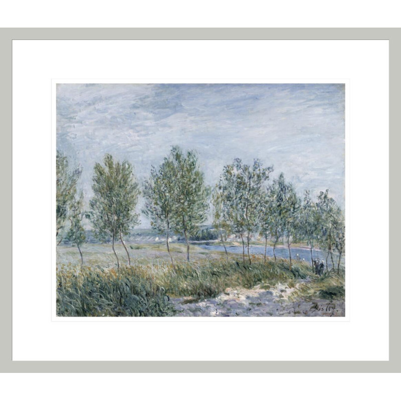 Peupliers sur une berge par Alfred Sisley, impression giclée sur cadre, H 17,75 po x l 20,63 po
