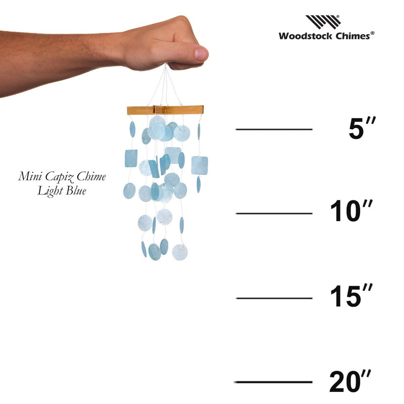 Capiz Wind Chime, Light Blue
