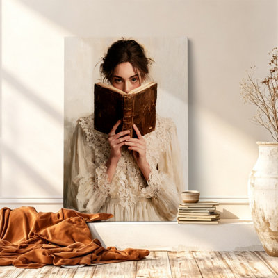 Vintage Reading Woman Portrait Canvas Wall Art   36*24 inch- Living Room Decor
