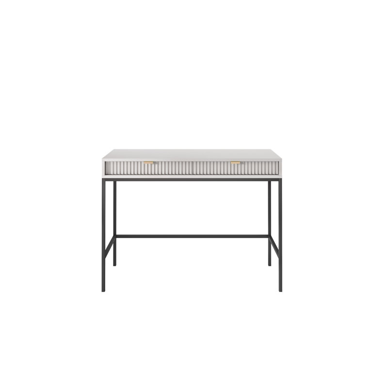 Heyke Metal Base Writing Desk, Light Grey