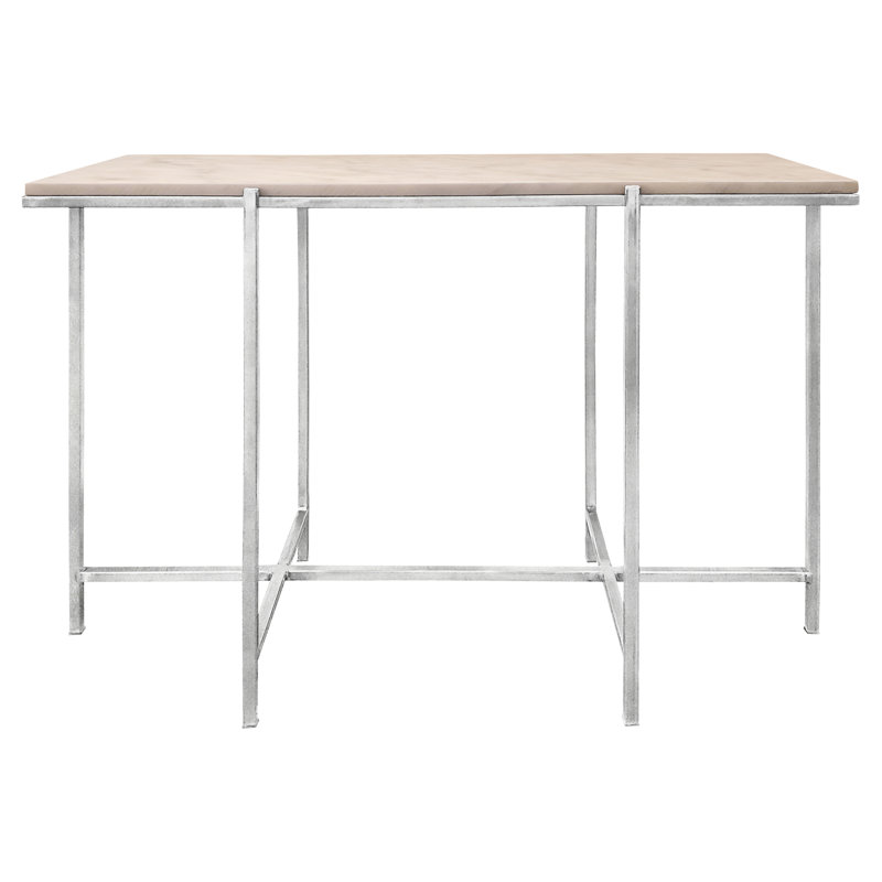 William 46'' Console Table, Silver Leaf, Carrera Marble