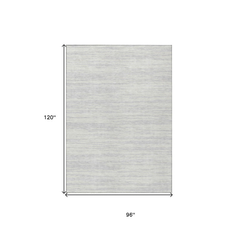 Tapis extérieur lavable abstrait argenté et ivoire 8 pi x 10 pi