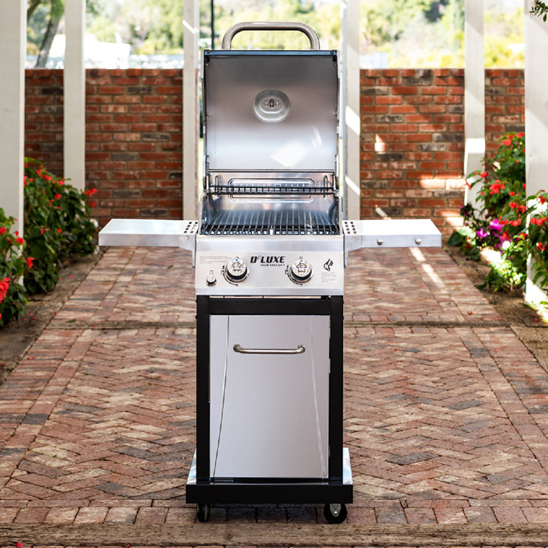 Nexgrill Deluxe 2-Burner Propane Gas Grill with Foldable Side Shelves, 28000 BTUs, Black