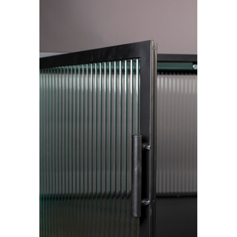 Boli 59'' Black Glass and Metal Sideboard