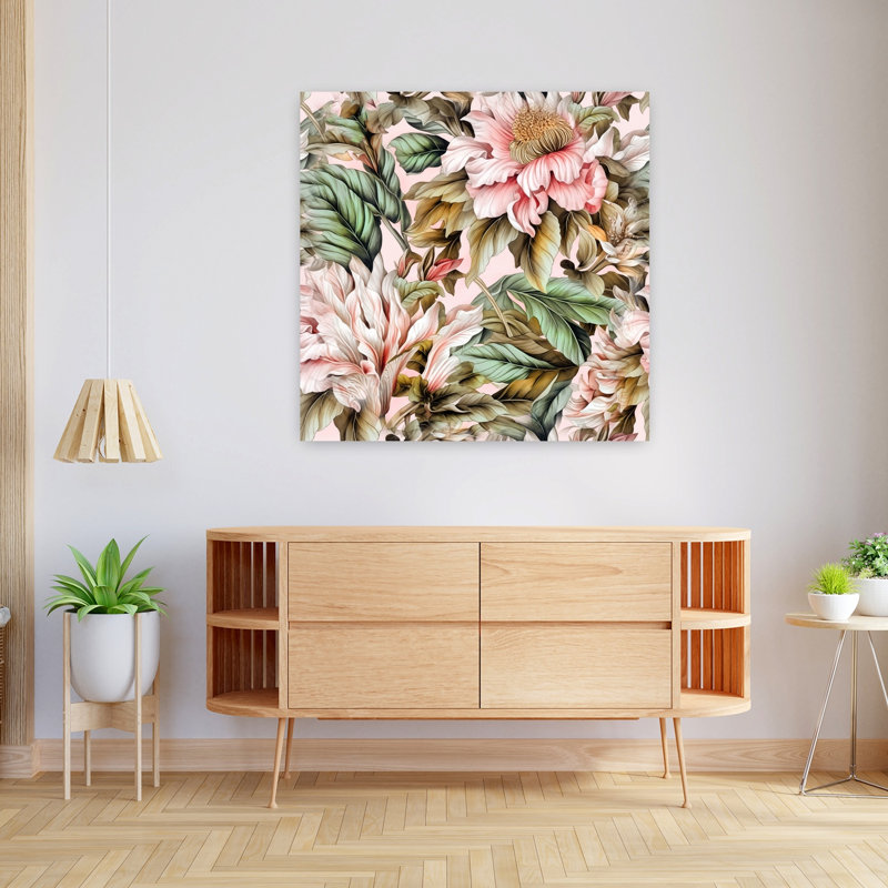 Art contemporain, art abstrait fleur naturelle, H 36 po x l 36 po