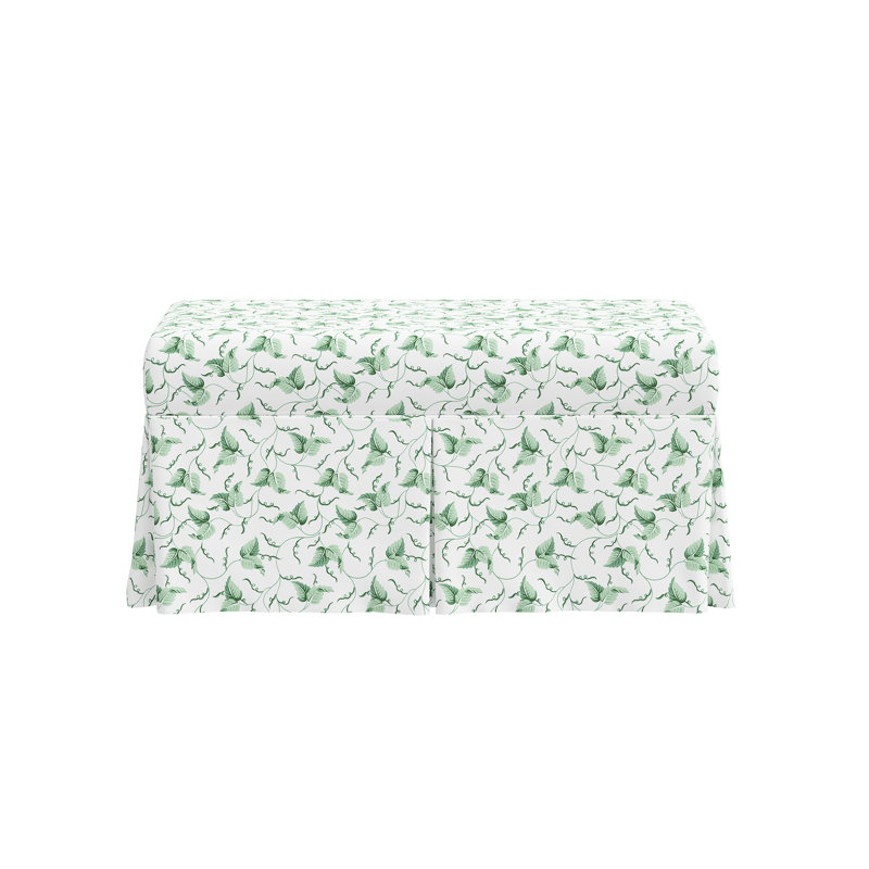 Red from Scalamandre Crafted by Cloth & Company Norwalk Upholstered Storage Bench in Patterns, Scm Ivy Scroll Sage Linen