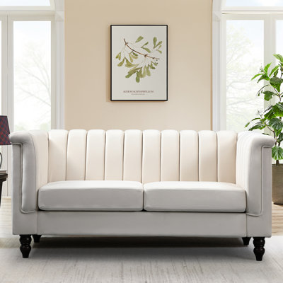 64.5"" Velvet Rolled Arm Chesterfield Loveseat -  House of HamptonÂ®, E0FC34EFC5C346FEB9EC59016D8A931E