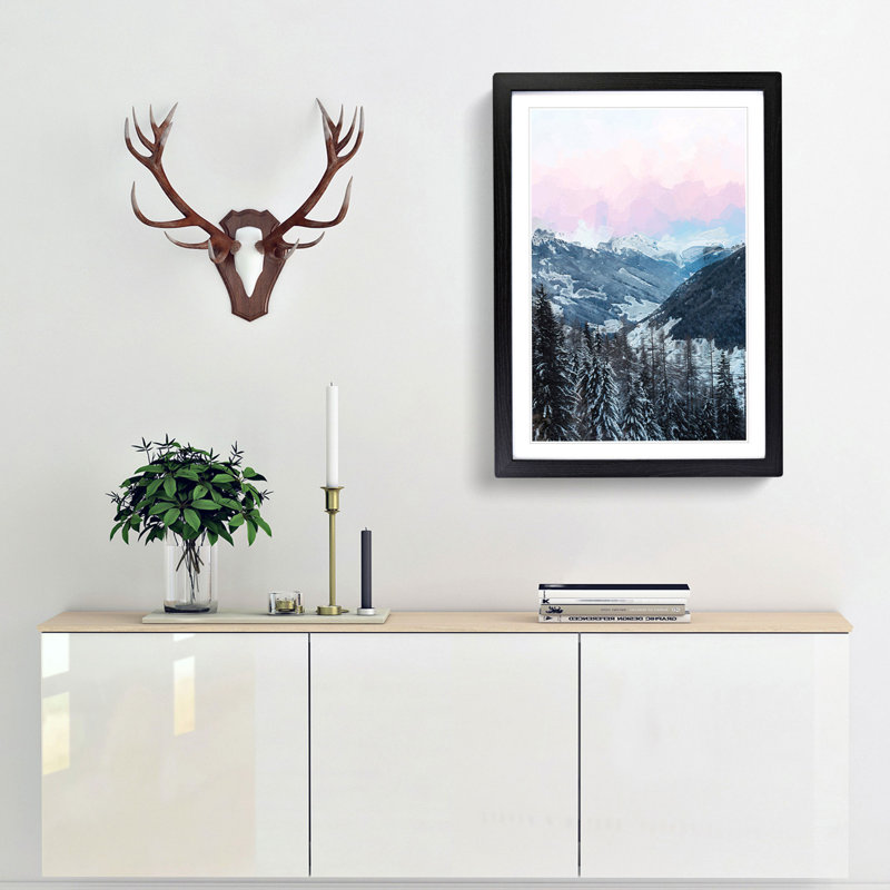 Pink Sky over the Mountains in Italy - Framed Print, Black, 60cm H x 40cm W x 2cm D