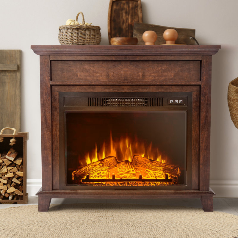 Annique 31.65" W Electric Fireplace, Brown