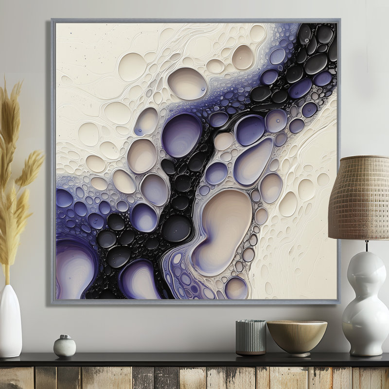 Omni Rhythmic Driauge Of Lavender, Impression encadrée flottante, Argent argent, H 16 po x l 16 po