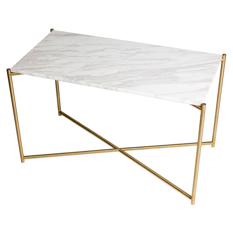 Bedell End Table, White/Brass