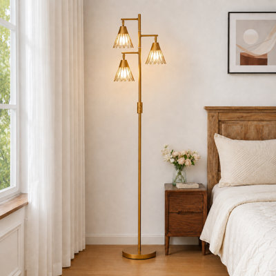 Lampe sur pied à branches 70 "à intensité variable avec abat-jour intérieur non éblouissant, 3 ampoules incluses