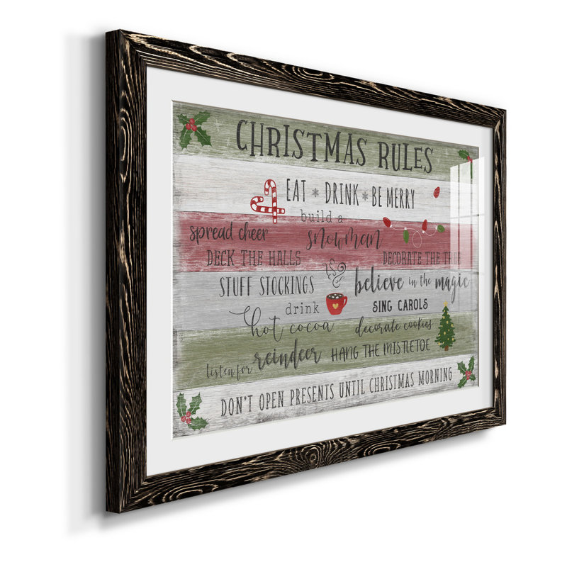 Christmas Rules - Impression de cadre photo sur papier, Papier noir, H 37,5 po x l 27,5 po x P 1,5 po
