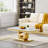 46.85" Coffee Table with White Marble Top, Modern Rectangular Faux Marble Coffee Table with Single U-shaped Stainless Steel Pedestal, Luxury Cocktail Center Table for Living Room Office-358775304