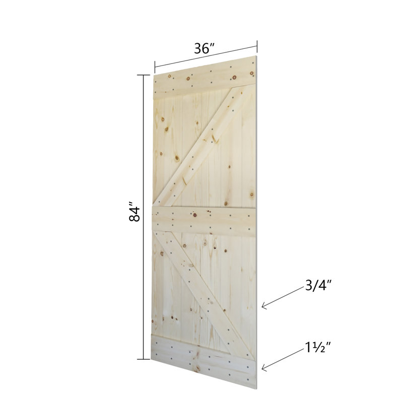 Panneau de bois massif peint avec trousse de quincaillerie d'installation, 36 po x 84 po x 1,5 po, Non fini