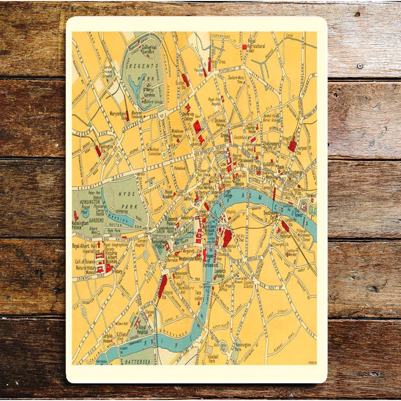 Cities & Countries Wall Decor on Metal, 40cm H x 28cm W