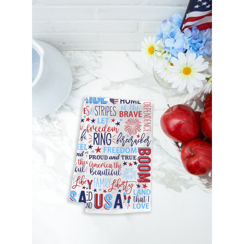 Ensemble de torchons de cuisine 100% coton Patriotic Stripe du 2 au 4 juillet