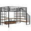 Lit mezzanine noir avec escalier, table basse et rangement - Rangement d'escalier moderne en métal, solide
