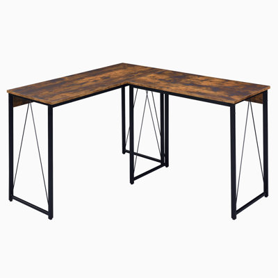 Bureau 47,5 "en chêne patiné et noir avec base en métal